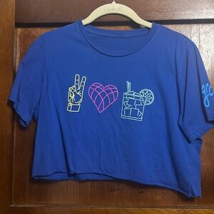 Blue tequila perfect length crop top